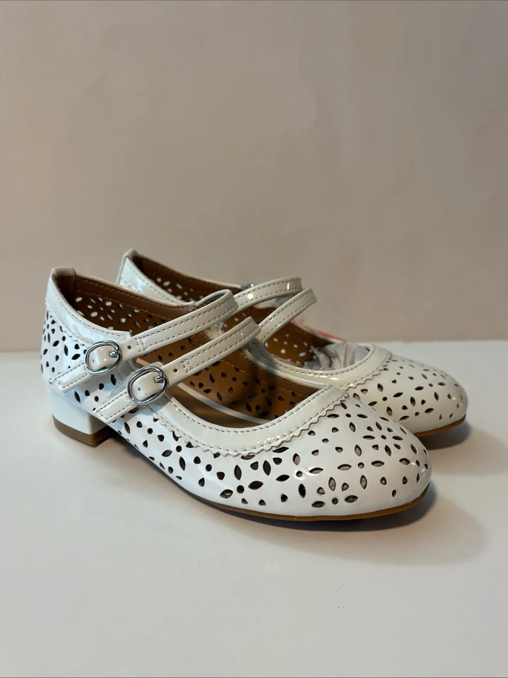 wonder nation girls double strap dress shoe with block heel sz 10 New